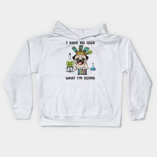 Adorably Clueless: Pug Scientist's Confusion Kids Hoodie